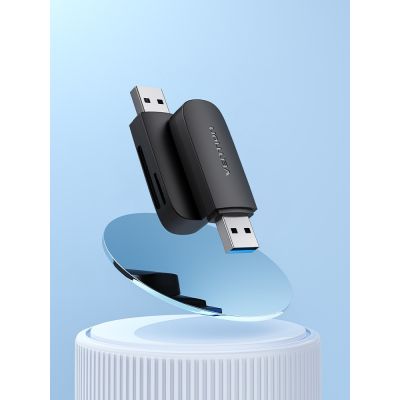 2. 2-in-1 USB 3.0 A Vention Card Reader (SD+TF) Black Dual Drive Letter