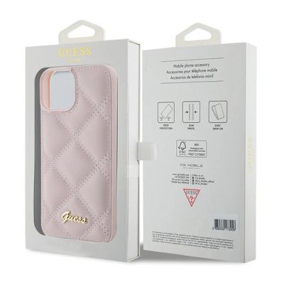 8. Guess Quilted Metal Logo case for iPhone 15 - pink