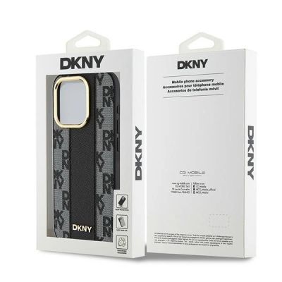 8. DKNY Leather Checkered Mono Pattern MagSafe case for iPhone 15 Pro - black