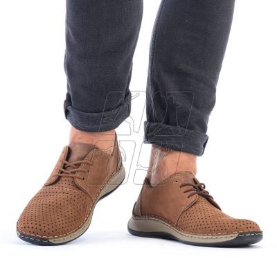 10. Openwork leather shoes Rieker M RKR528 brown