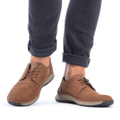 10. Rieker M RKR528 brown openwork leather shoes 