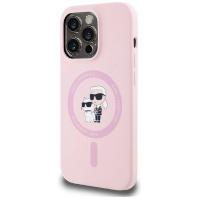 2. Karl Lagerfeld Silicone Karl&Choupette MagSafe Case for iPhone 14 Pro Max - Pink