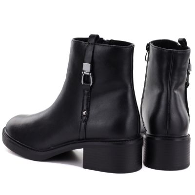 5. Black Sergio Leone women's leather block ankle boots