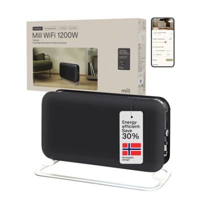 Mill CO1200WIFI3BLACK GEN3 Convection Heater, 1200W, Steel fronts, LED display, Black | Mill | Heater | CO1200WIFI3BLACK GEN3 | Convection Heater | 1200 W | Black