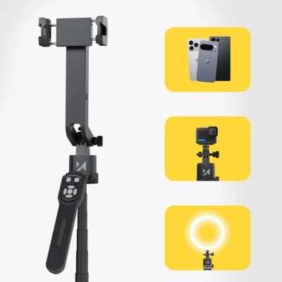 13. Wozinsky WST-360YS Selfie Stick with Tripod Function with 360° AI Auto Face Tracking Gesture Control - Black