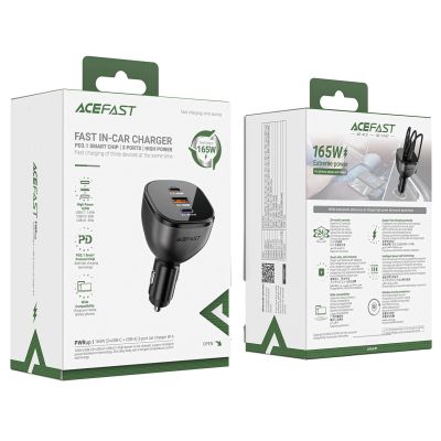 5. Acefast B14 car charger 165W 2x USB-C 1x USB-A - black
