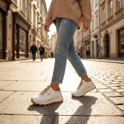 11. Leather platform sneakers, white, Filippo DP7498