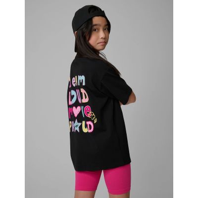 2. Girls' loose T-shirt with print 4F 4FJRSS26TTSHF4137-20S