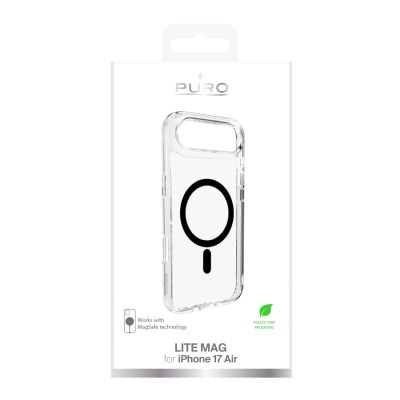 2. Puro Lite Mag TPU+PC Case Compatible with MagSafe for iPhone 17 Air - Transparent with Black Ring