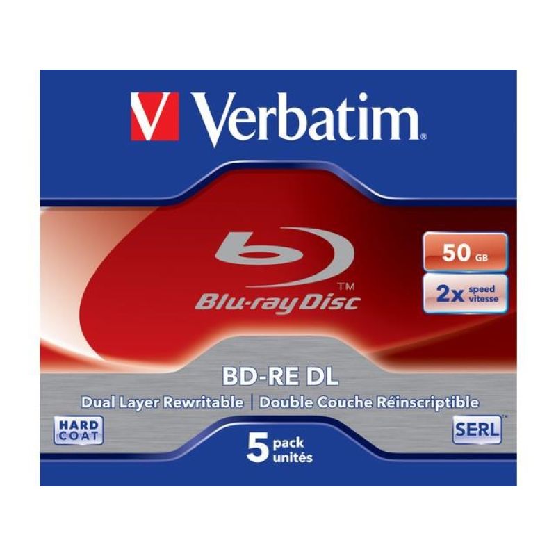 3. Verbatim BD-RE DL 50GB 2 x 5 Pack Jewel Case 5 pcs.