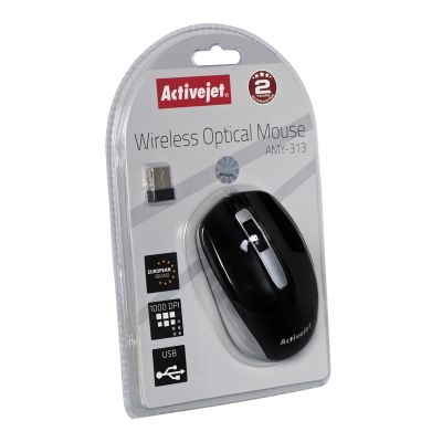 5. Activejet AMY-313 Wireless USB Mouse (optical; 1200 DPI; black and gray)