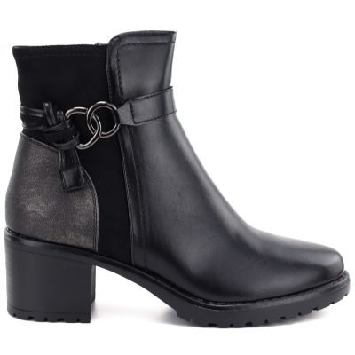 2. Women's insulated ankle boots with a block heel, black, Potocki SZ12873