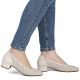 6. Women's leather pumps with openwork, beige Rieker 43459-60