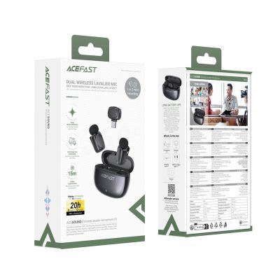 8. Acefast R2 Wireless Lavalier Microphones - Black