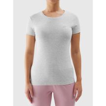 Women's elastic slim plain T-shirt 4F