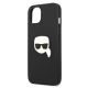 6. Karl Lagerfeld Leather Ikonik Karl's Head Metal Case for iPhone 13 mini - Black