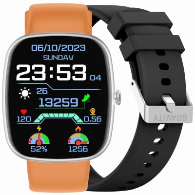GRAVITY GT18-4 Men's Smartwatch Orange Silicone Strap + Black Strap