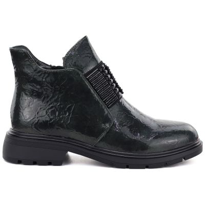 2. Women's patent leather ankle boots, green, M.Daszyński MR2501