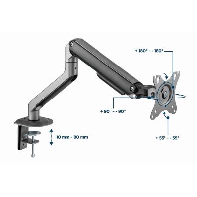 7. GEMBIRD DESK ADJUSTABLE ARM/MONITOR HOLDER 17-32, VESA 100X100MM, UP TO 9 KG, GRAY