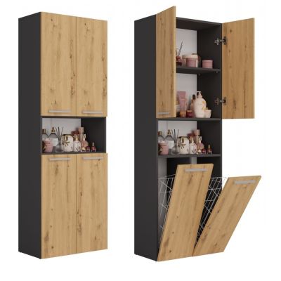 BATHROOM PILLAR NEL ANT/ART 2 BASKETS SHORT DOOR SET