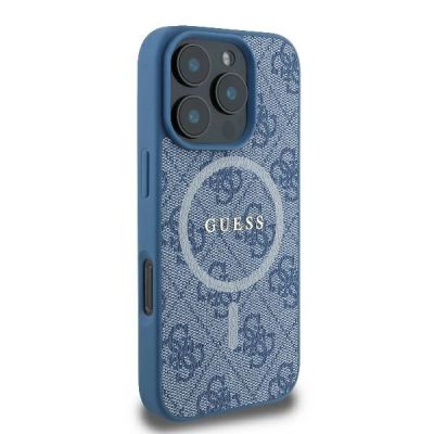 4. Guess 4G Ring Classic Logo MagSafe iPhone 16 Pro Case - Blue