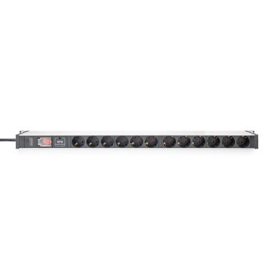 8. Digitus Power strip with aluminum profile, with switch and surge protection, 12 sockets with protective contacts, power cord