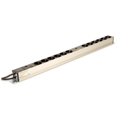 5. Vertical PDU power strip, 12x Schuko sockets, 2x (2m, Unischuko plug, 16A, overload protection)