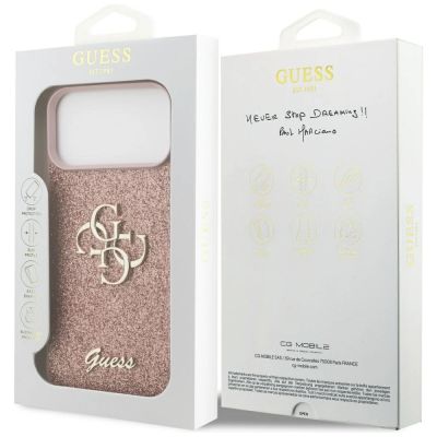 8. Guess Fixed Glitter Big 4G Case for iPhone 17 Pro Max - Pink