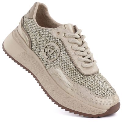 Women's leather sneakers with gold braid Gino Fabiani OL39-5 GOLD