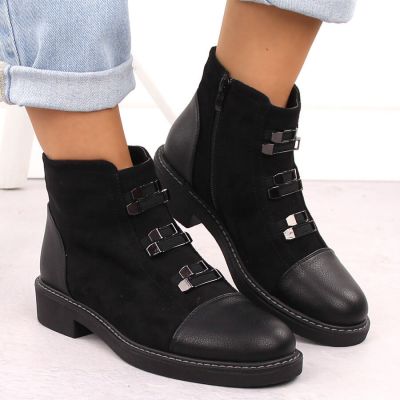 7. Women’s Black Suede-Look Ankle Boots with Warm Lining M.Daszyński SA252-4