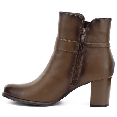 3. Women's insulated ankle boots with a block heel, brown M.Daszyński SA125-32