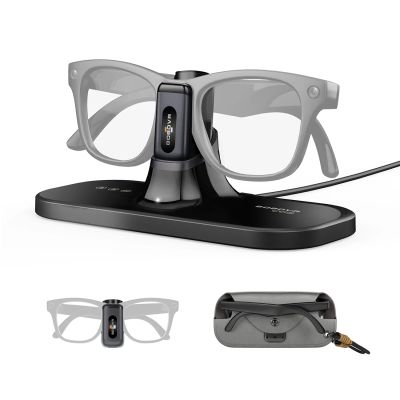2. BoboVR CG2 3-in-1 Charging Station for Smart Glasses with Clip 350 mAh and Case - Black