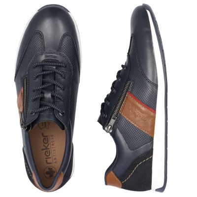 3. Comfortable men's leather shoes, navy blue, Rieker 11927-14