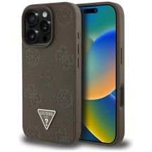 Guess Grained Hot Stamp Peony Triangle Logo MagSafe iPhone 16 Pro Max Case - Brown