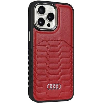 6. Audi Synthetic Leather case with MagSafe for iPhone 14 Pro - red