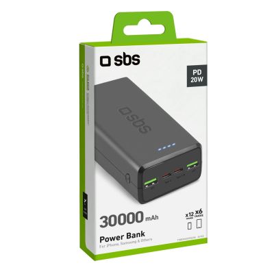 2. Powerbank SBS TTBB30000PD20K 30000 mAh 2 x USB-C 2 x USB-A - black