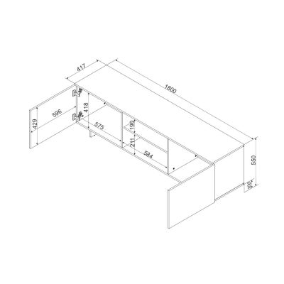 4. TV cabinet 2D1P ALMA 180x41.5xH55 cashmere