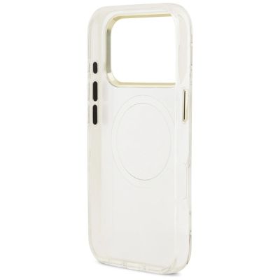 7. Guess IML Glitter Flowers Triangle MagSafe Case for iPhone 18 Pro Max / 17 Pro Max – white