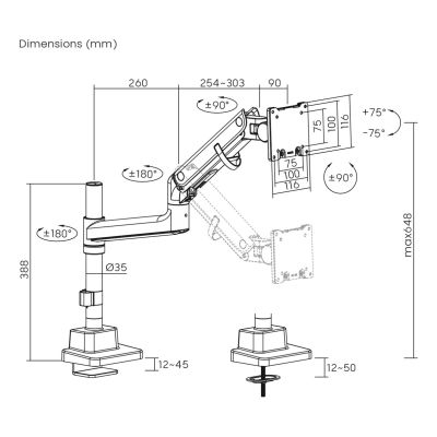 6. Digitus Single Monitor Mount, 57", 27 kg