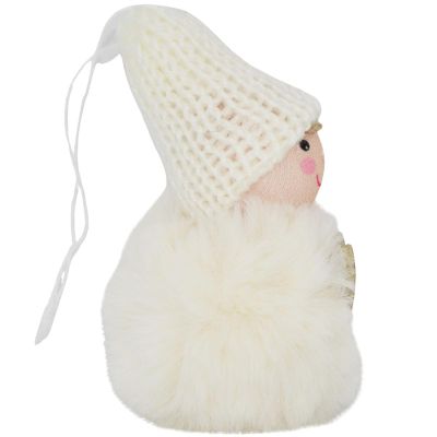 9. DECORATIVE DOLL WITH A HEART 8 CM IN A HAT AND FUR WHITE