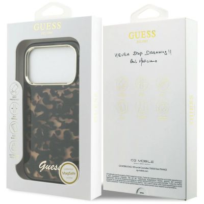 8. Guess IML Script Metal MagSafe Case for iPhone 17 Pro - Black and Brown
