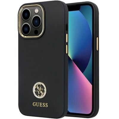Guess 4G Silicone Logo Strass Case for iPhone 13 Pro Max - Black