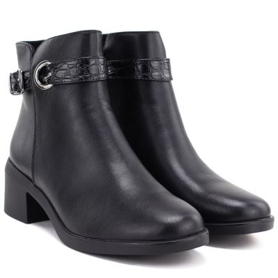 5. Women's leather ankle boots with insulated sole, black Sergio Leone BT-25-S