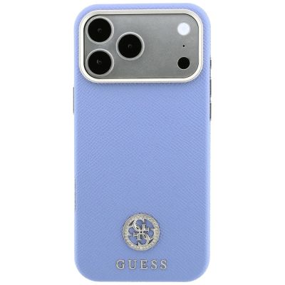 3. Guess Grained Round Strass Logo MagSafe Case for iPhone 18 Pro / 17 Pro - Blue