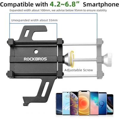 3. Rockbros 699-BK Aluminium Alloy Bicycle Phone Holder – Black