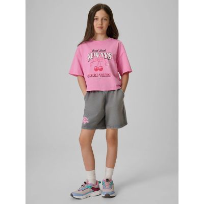 4. Girls' boxy T-shirt with print 4F 4FJRAW26TTSHF4239-56S