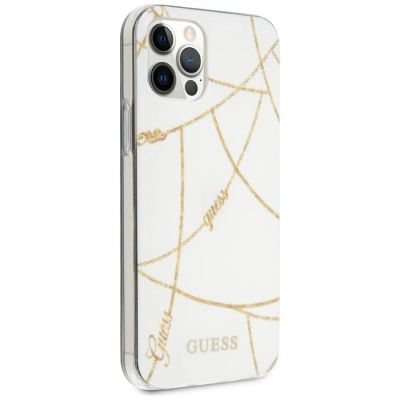 4. Guess Gold Chain Collection iPhone 12 Pro Max 6.7" Case - White