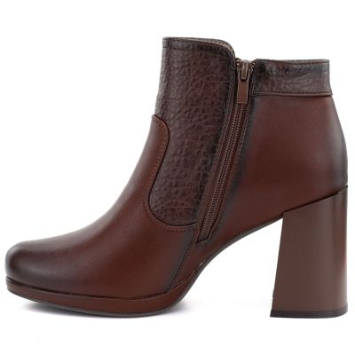 3. Women's ankle boots with a block heel and platform, insulated, dark brown, M.Daszyński AF125B-1