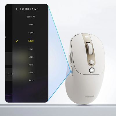 14. Baseus Editor Wireless Computer Mouse with 800mAh Battery and Battery Status Indicator - White