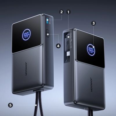 8. Joyroom JR-PR1 10000mAh 22.5W Powerbank with Built-in Retractable USB-C Cable - Black